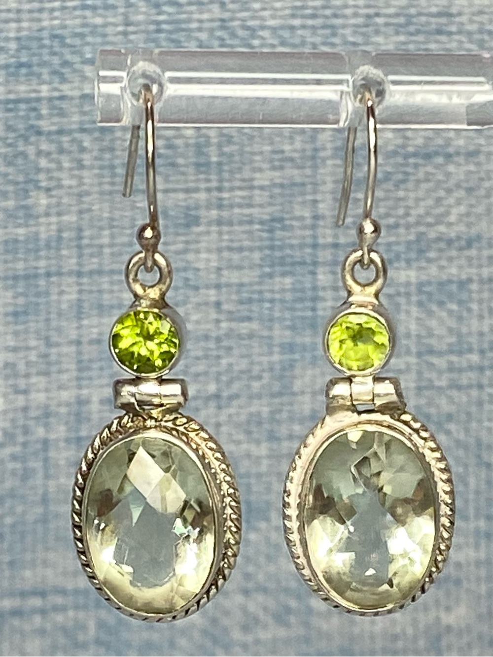 Large Green Amethyst & Peridot Drop Earrings